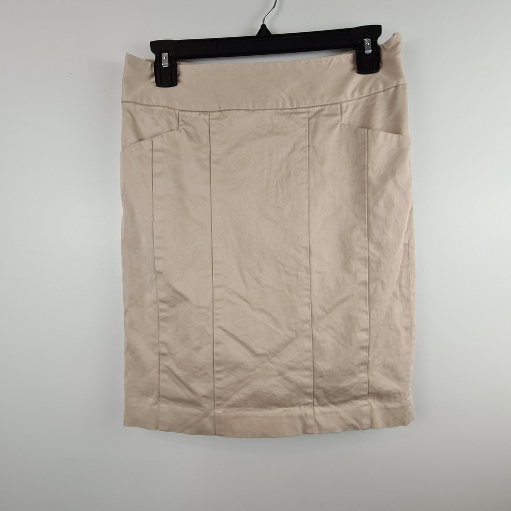 The Limited Collection Khaki Beige Pencil Skirt Sz 2 Front Pockets Lined‎ Office